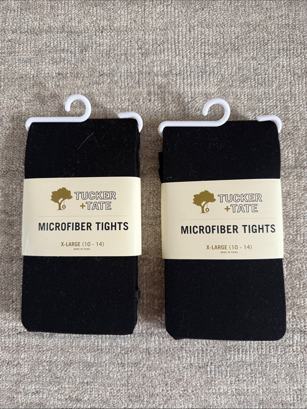 Tucker + Tate Black Microfiber Tights — X-Large (10-14), 2 Pairs